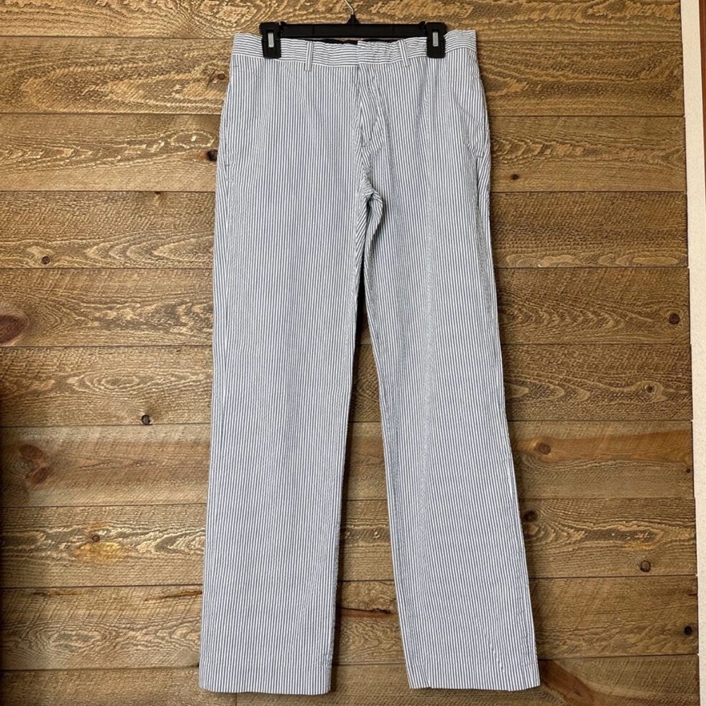 Club Monaco Straight Leg Pant Gray/white seersucker Striped Cotton Size 30